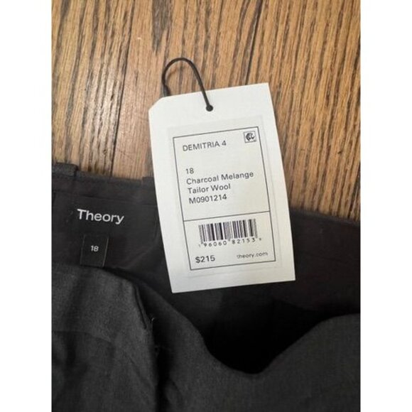 NWT THEORY DEMITRIA 4 MID-RISE FLARE-LEG STRETCH WOOL PANT CHARCOAL MELANGE 18 - Picture 3 of 4